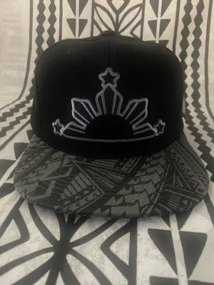 3 STARS AND SUN Filipino GRAY Tribal Brims