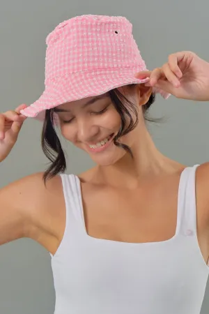 Adult Bucket Hat in Pink Tourmaline Gingham