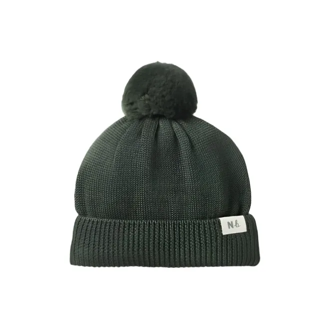 alpine pom pom beanie - thyme | Nature Baby