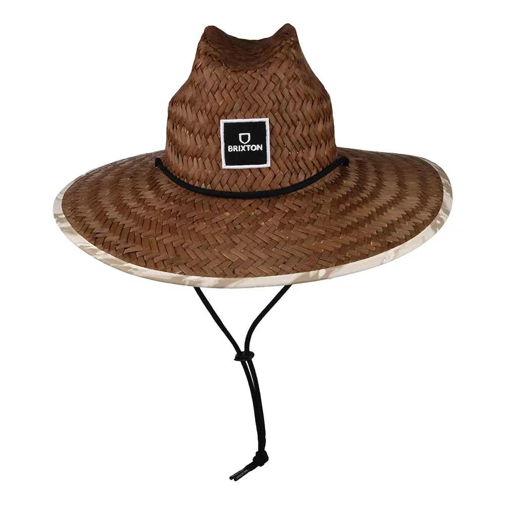 Brixton Hats Alpha Square Straw Lifeguard Hat - Toffee-Off White