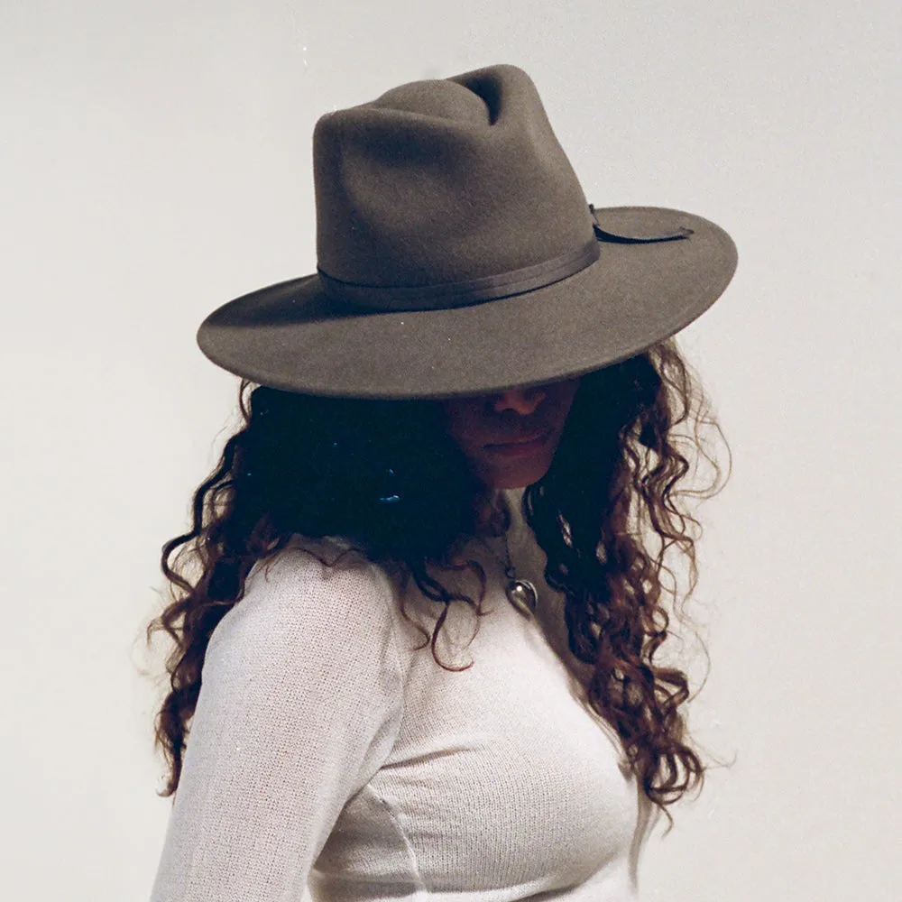 Brixton Hats Joanna Wool Felt Packable Fedora Hat - Dark Grey