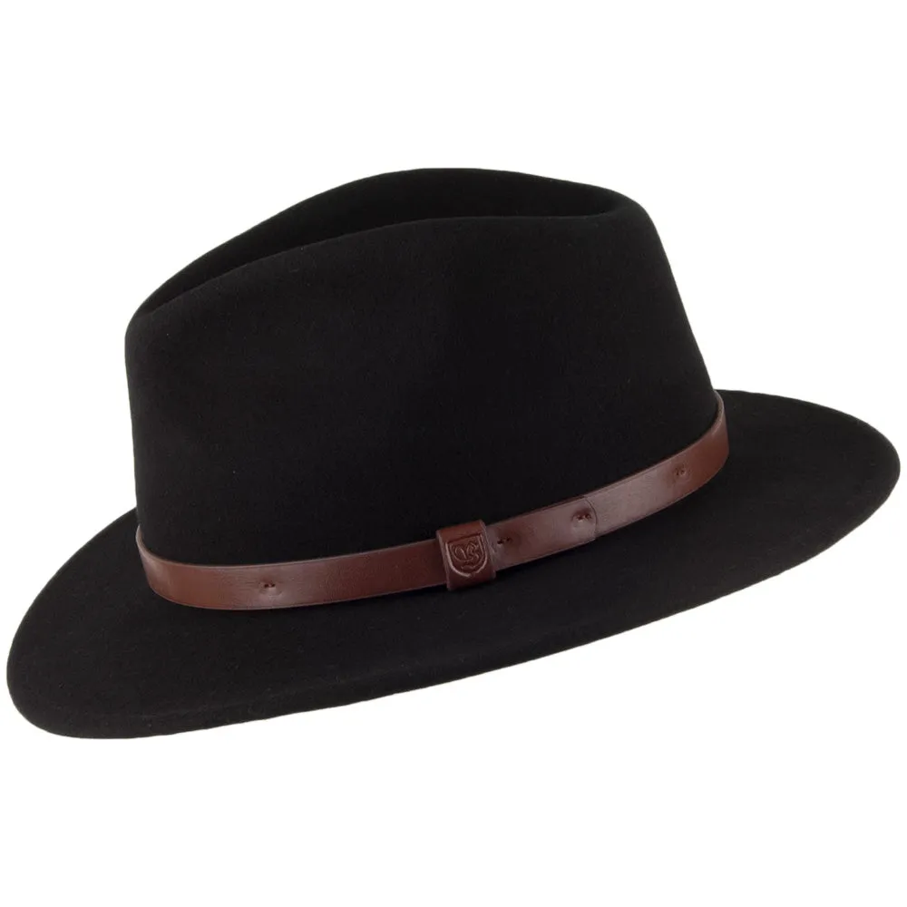 Brixton Hats Messer Fedora - Black with Brown Band