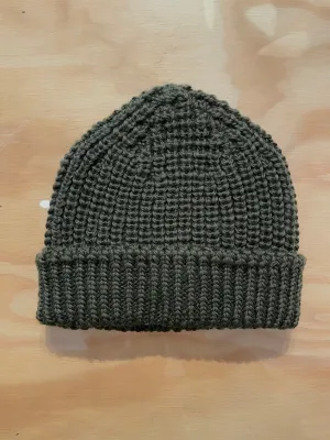 Cableami Green Short Wool Knit Beanie
