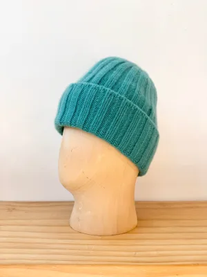 Cableami Turquoise Cashmere Knit Beanie