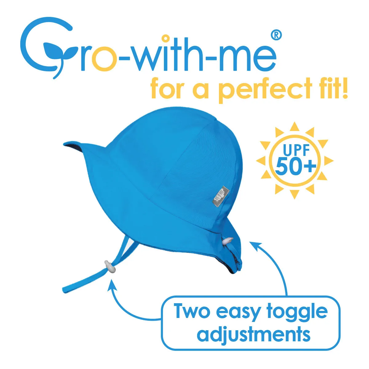 Cotton Floppy Sun Hat, 50  UPF, Adjustable – Navy Waves