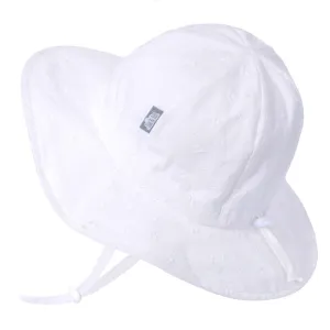 Cotton Floppy Sun Hat, 50  UPF, Adjustable – White Eyelet