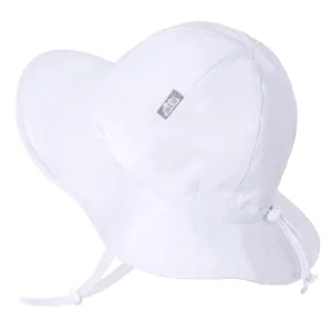 Cotton Floppy Sun Hat, 50  UPF, Adjustable – White