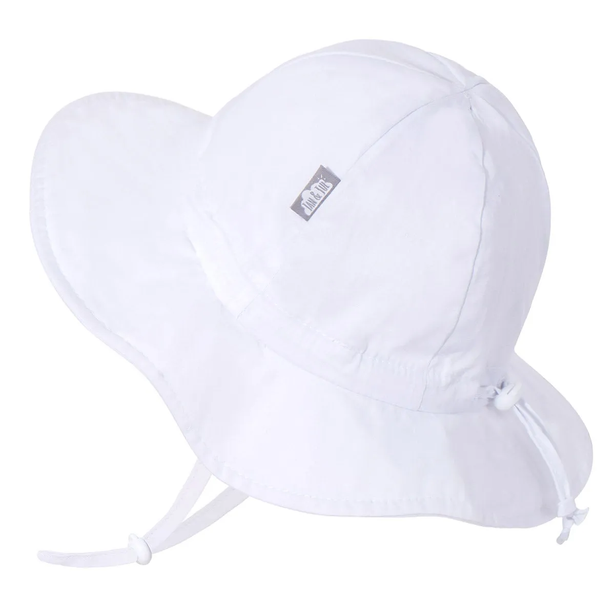 Cotton Floppy Sun Hat, 50  UPF, Adjustable – White