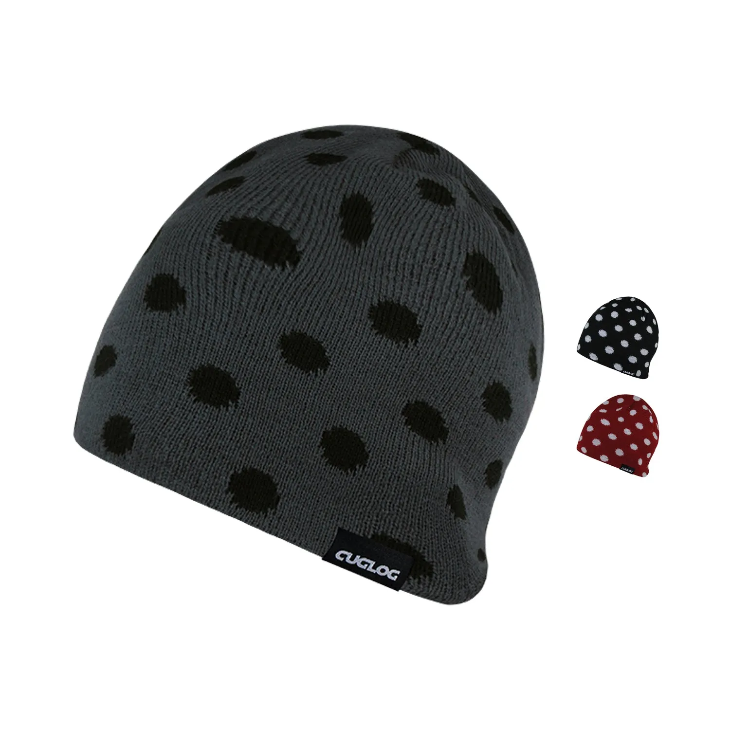 Cuglog K035 Thor Polka Dot Knit Beanies Hats Lined Winter Ski Caps Men Women
