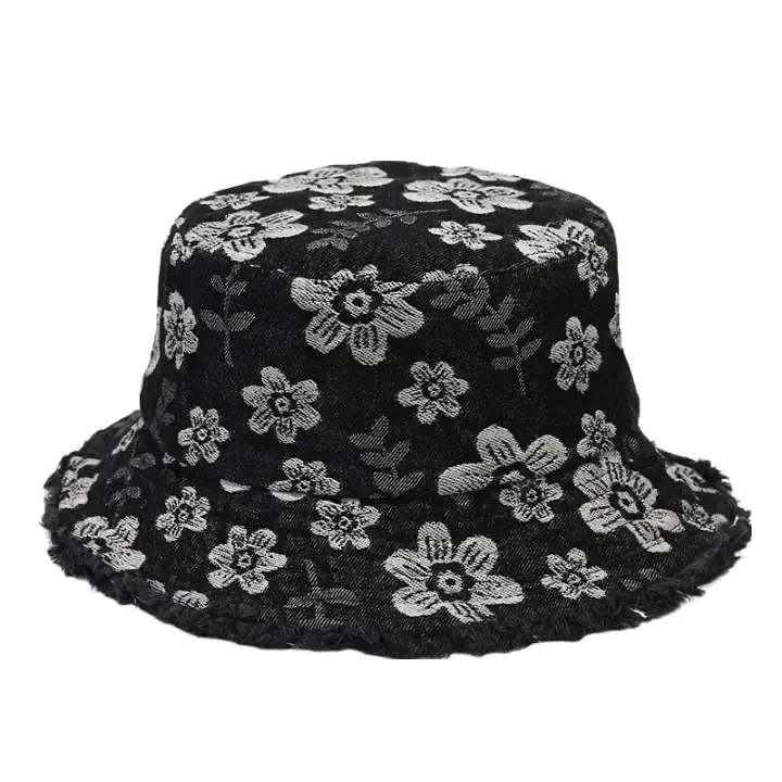 Daisy Flowers Denim Bucket Hat