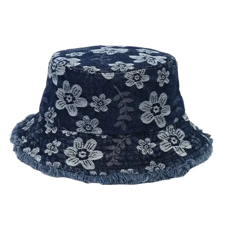 Daisy Flowers Denim Bucket Hat