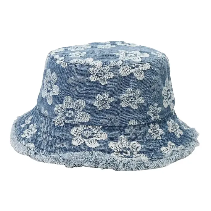 Daisy Flowers Denim Bucket Hat