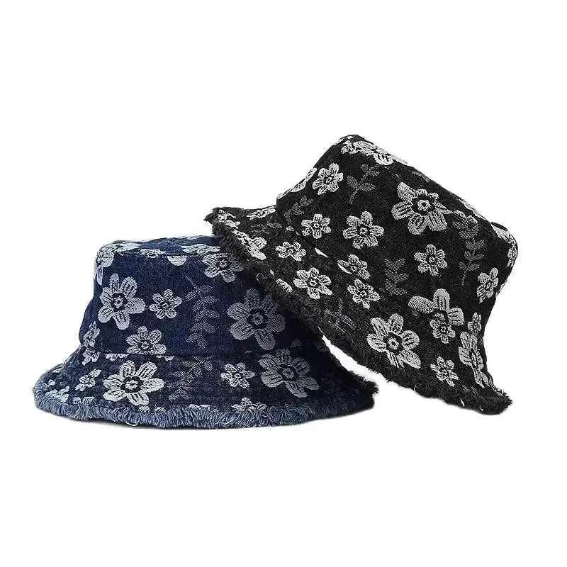 Daisy Flowers Denim Bucket Hat