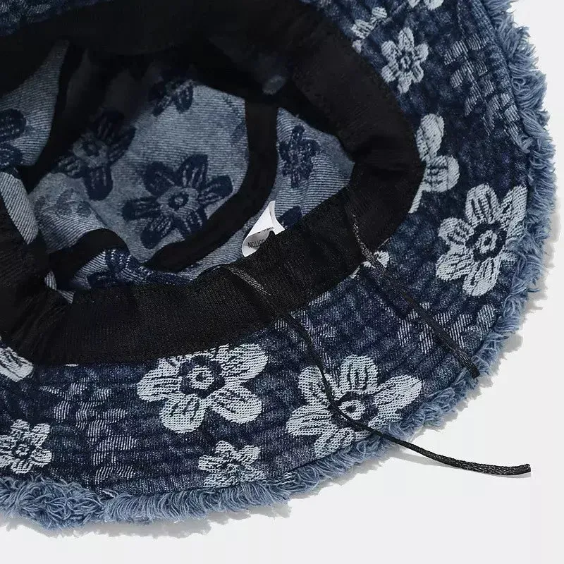 Daisy Flowers Denim Bucket Hat