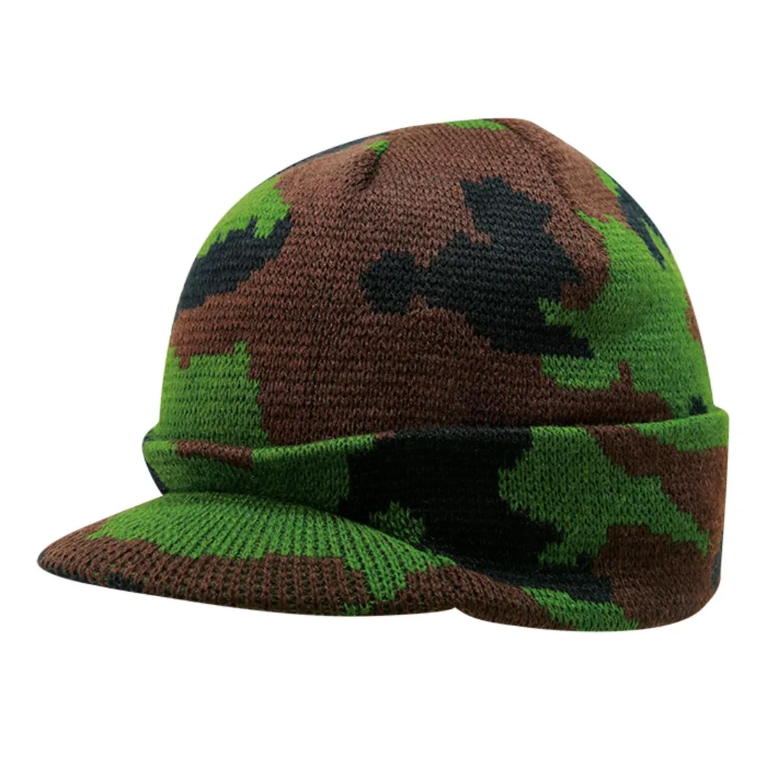 Decky 8034 Camo Hybricap Knit Beanies Hats Winter Warm Cuffed Ski Caps