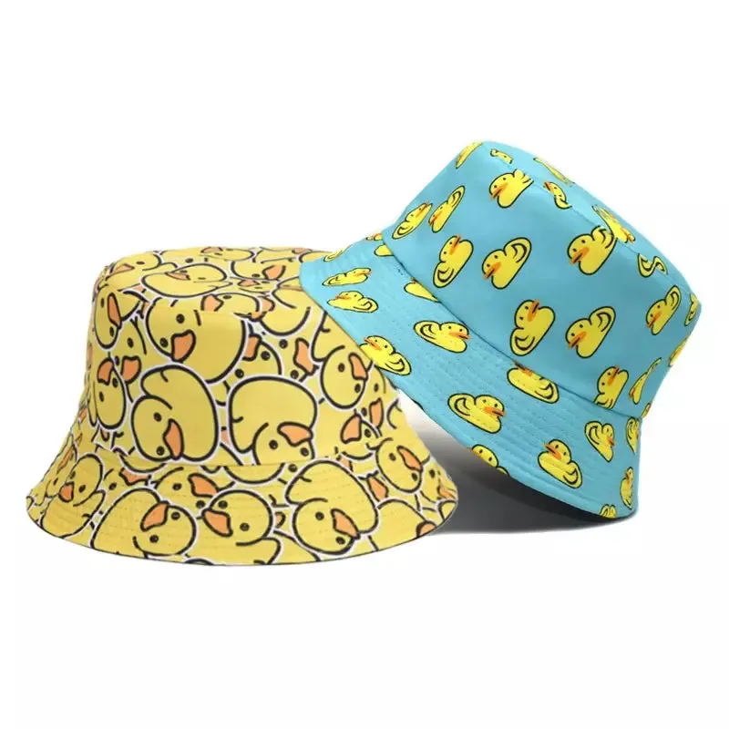 Duck Cartoon Reversible Bucket Hat