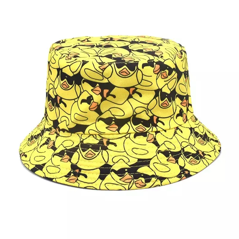 Duck Cartoon Reversible Bucket Hat