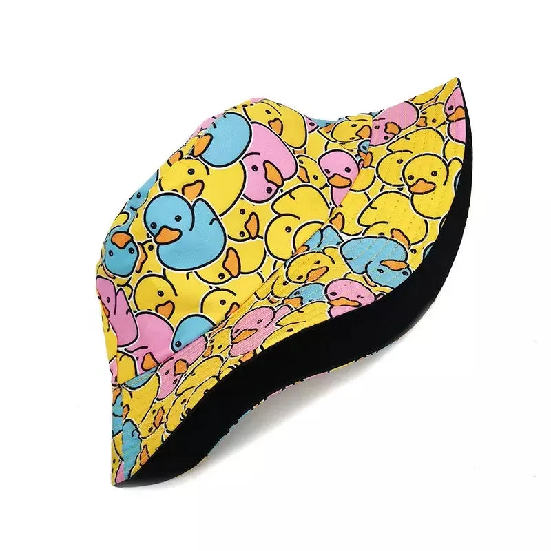 Duck Cartoon Reversible Bucket Hat