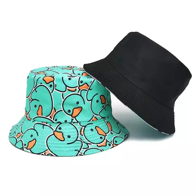 Duck Cartoon Reversible Bucket Hat