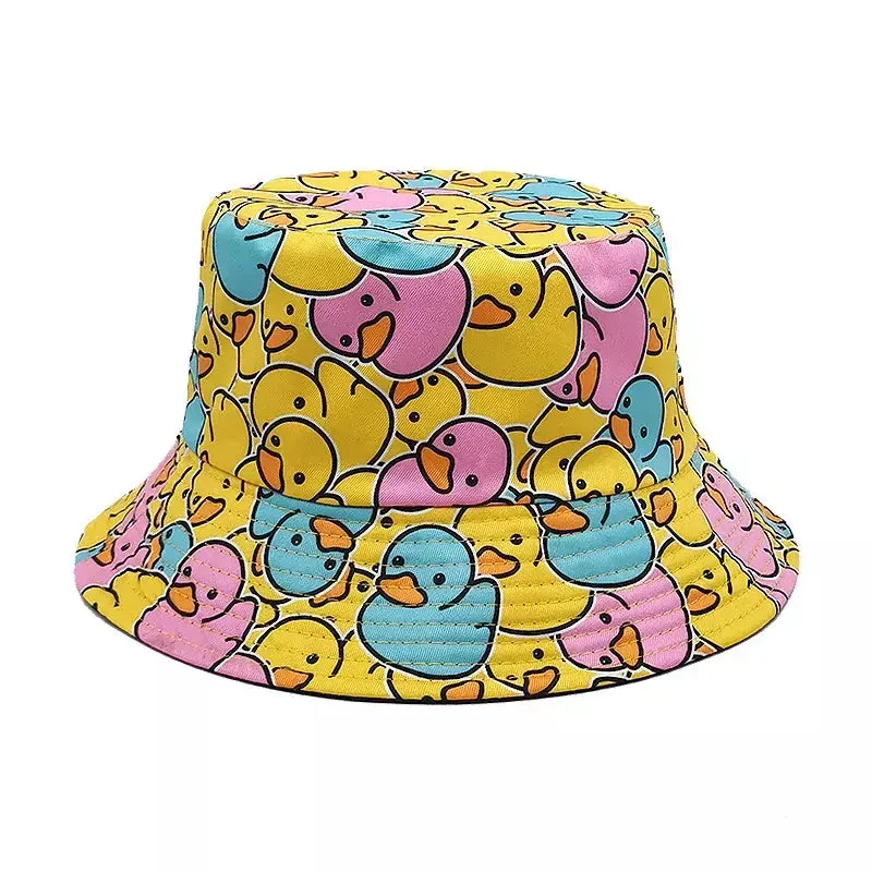 Duck Cartoon Reversible Bucket Hat