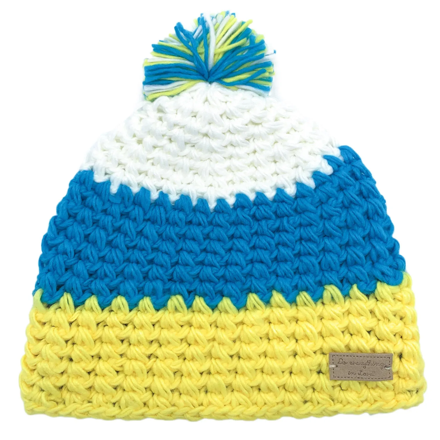 Empire Cove Winter Tri-Color Knit Beanie with Pom Pom
