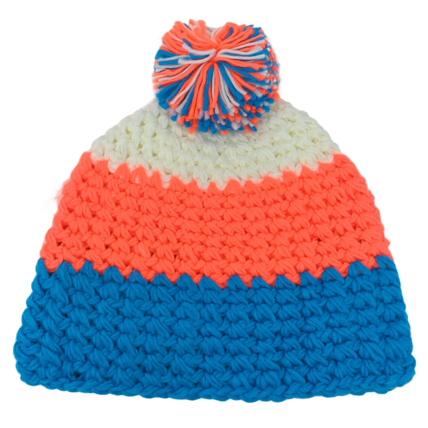 Empire Cove Winter Tri-Color Knit Beanie with Pom Pom