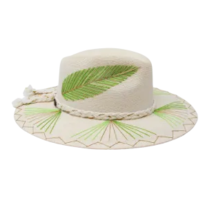 Exclusive Green and Gold Feather Hat by Corazon Playero