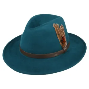 Failsworth Hats Cheltenham Showerproof Wool Felt Fedora Hat - Teal