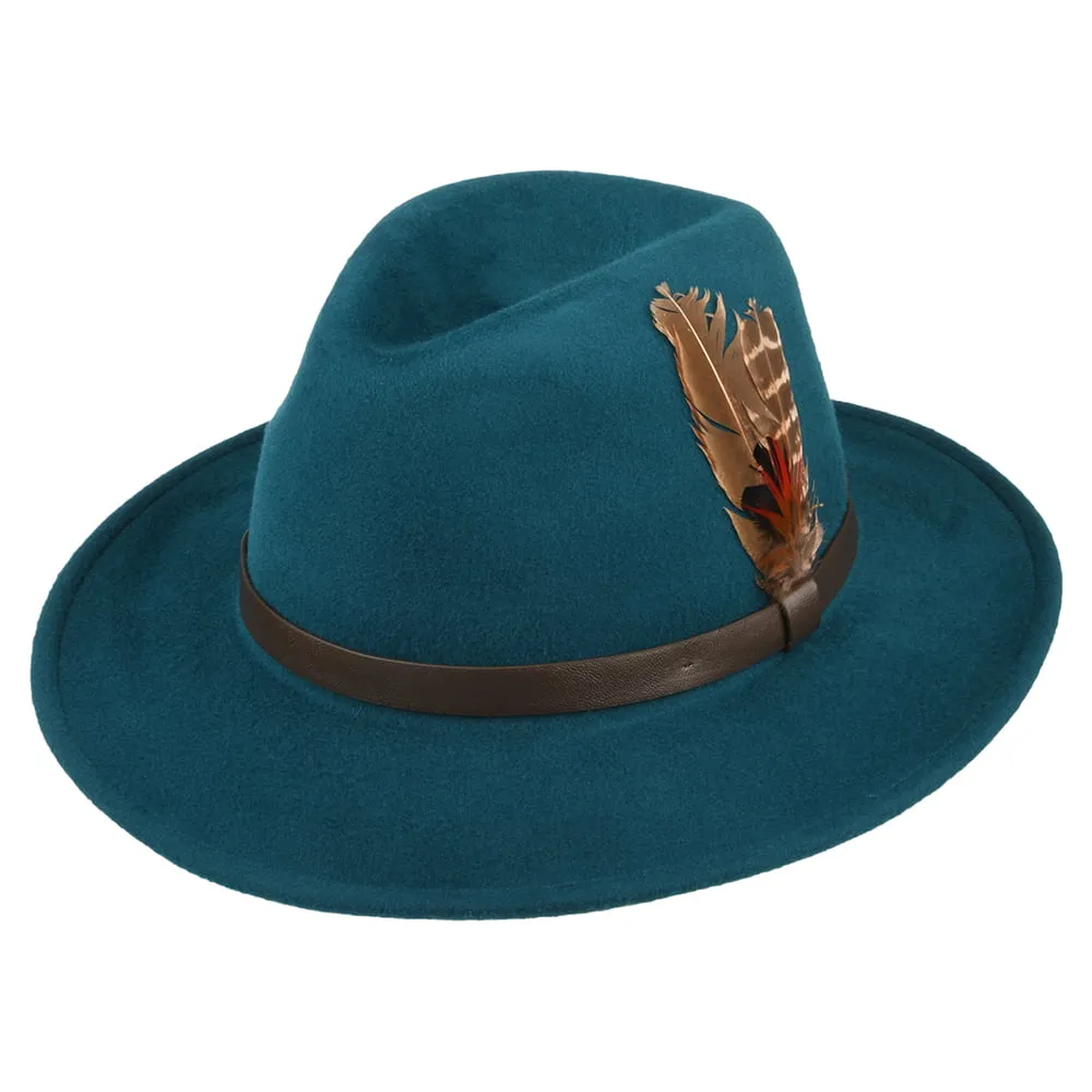 Failsworth Hats Cheltenham Showerproof Wool Felt Fedora Hat - Teal