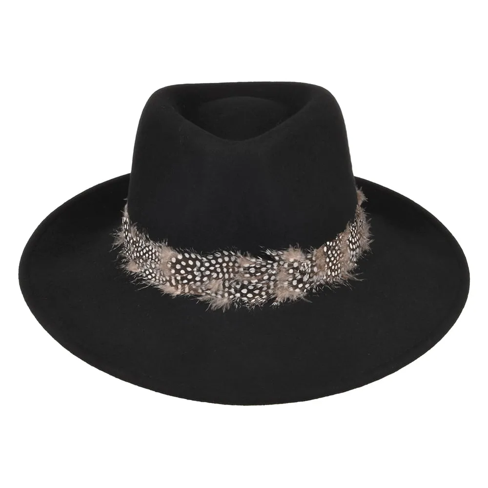 Failsworth Hats Country Feather Fedora Hat - Black