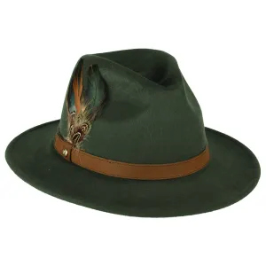 Failsworth Hats Showerproof Wool Felt Fedora Hat - Olive