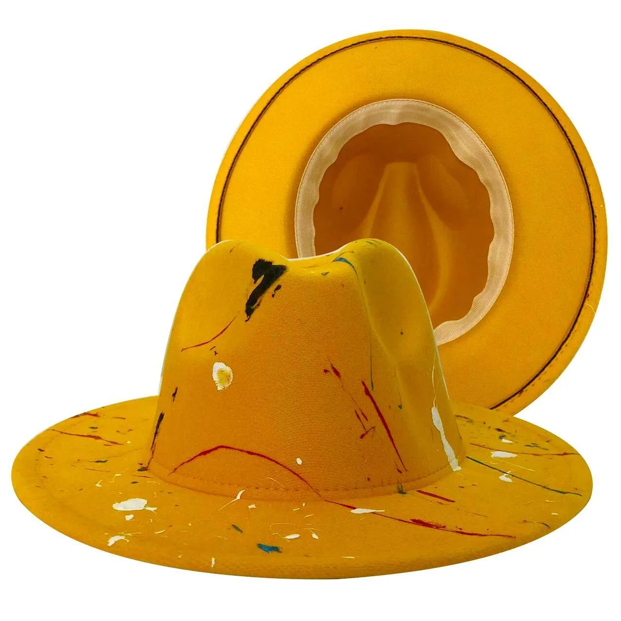 Fedora Wide Brim Tie Dye and Marble Hats