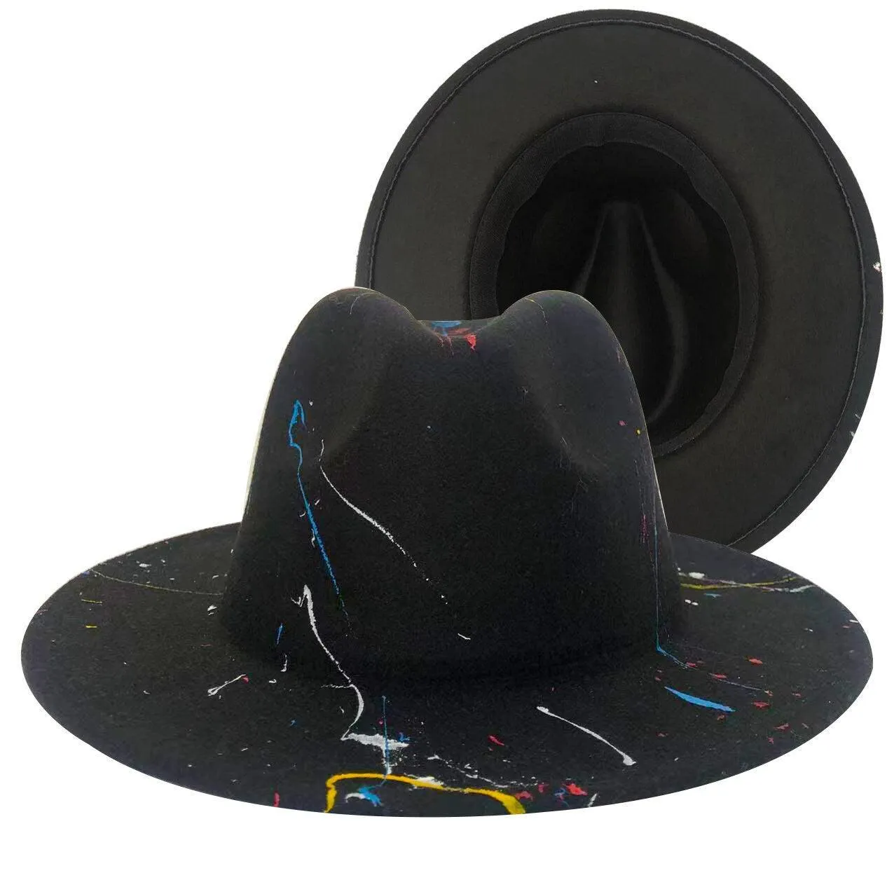 Fedora Wide Brim Tie Dye and Marble Hats