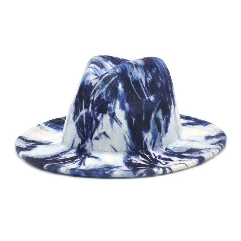 Fedora Wide Brim Tie Dye and Marble Hats