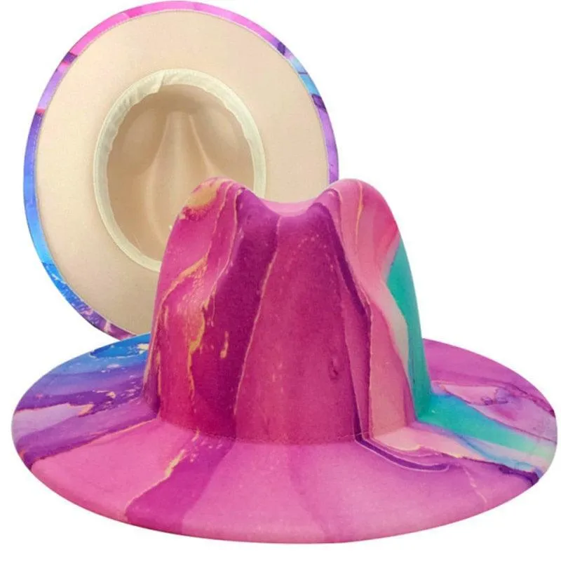 Fedora Wide Brim Tie Dye and Marble Hats