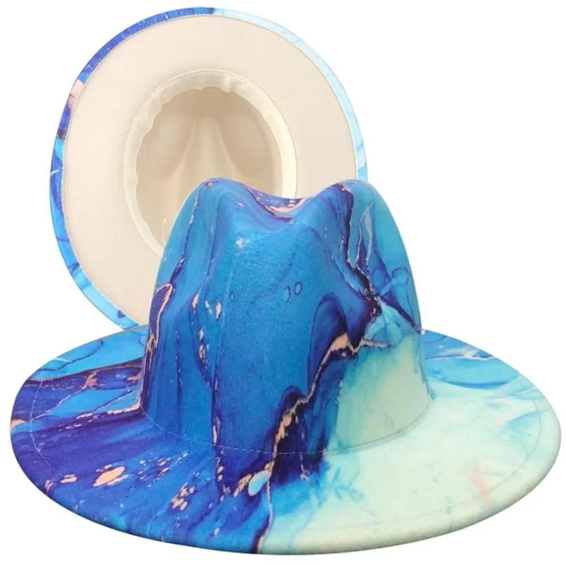 Fedora Wide Brim Tie Dye and Marble Hats