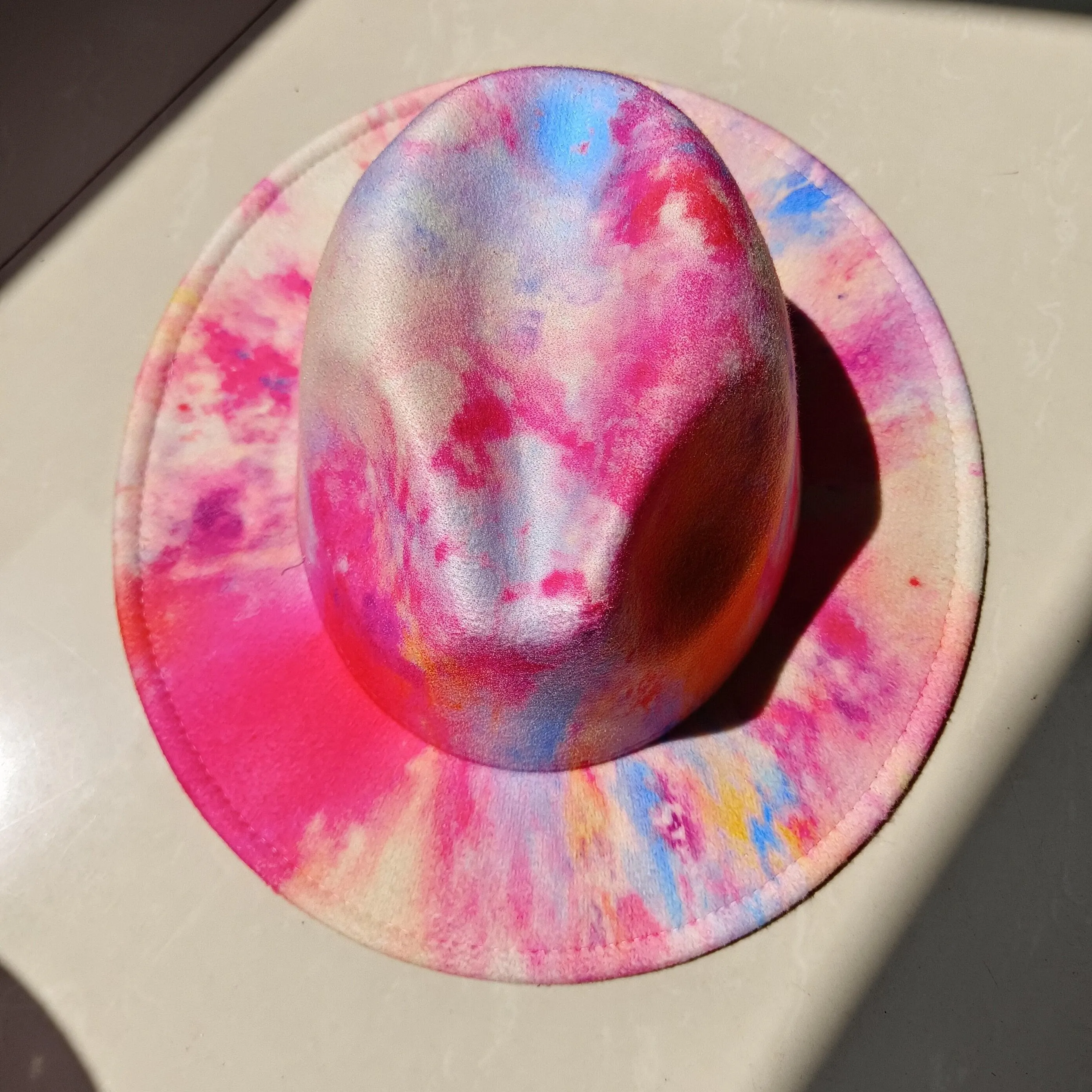 Fedora Wide Brim Tie Dye and Marble Hats