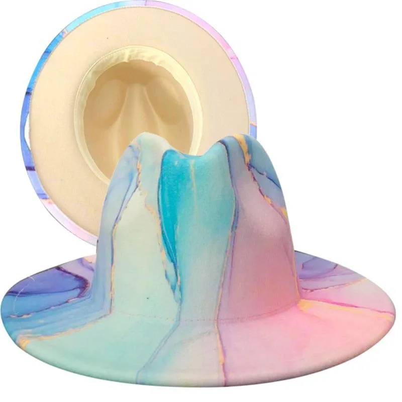 Fedora Wide Brim Tie Dye and Marble Hats