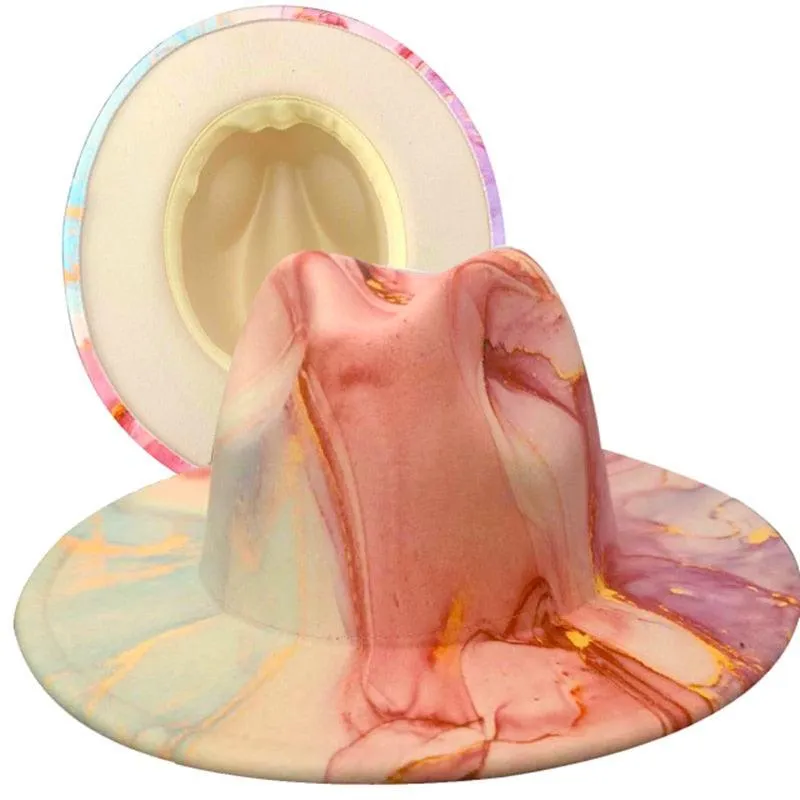 Fedora Wide Brim Tie Dye and Marble Hats