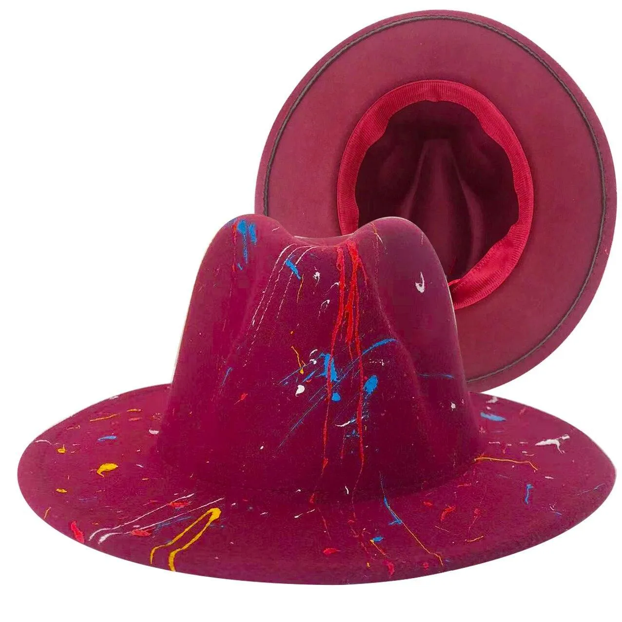 Fedora Wide Brim Tie Dye and Marble Hats