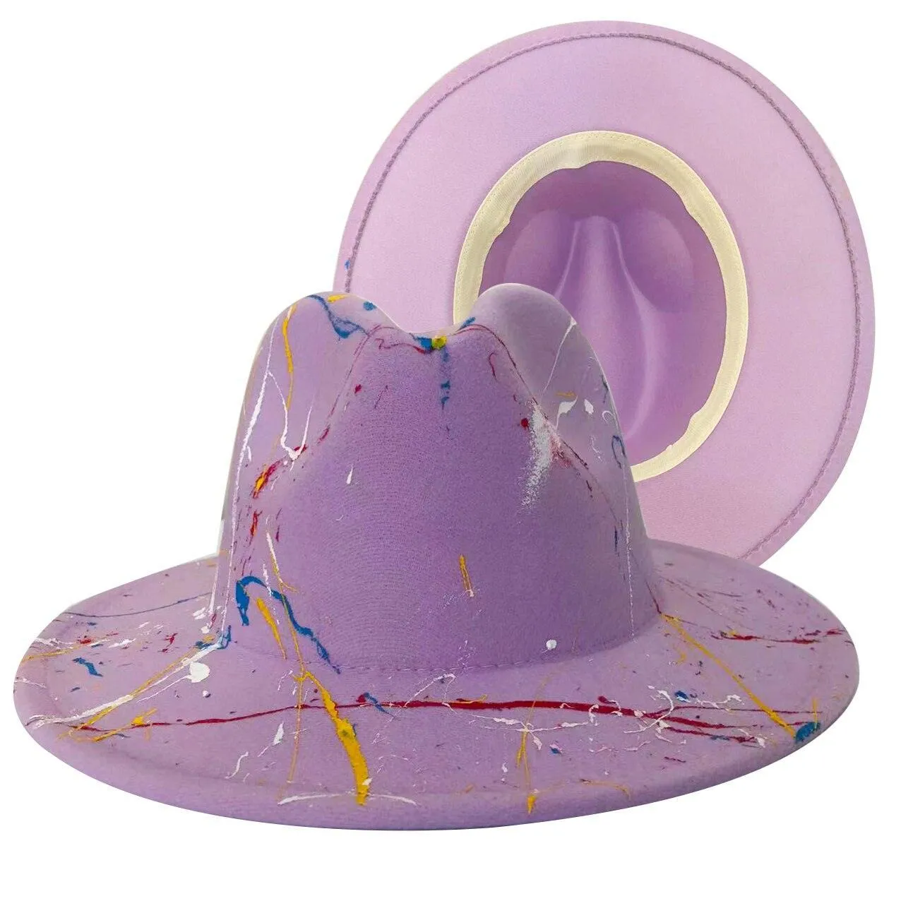 Fedora Wide Brim Tie Dye and Marble Hats