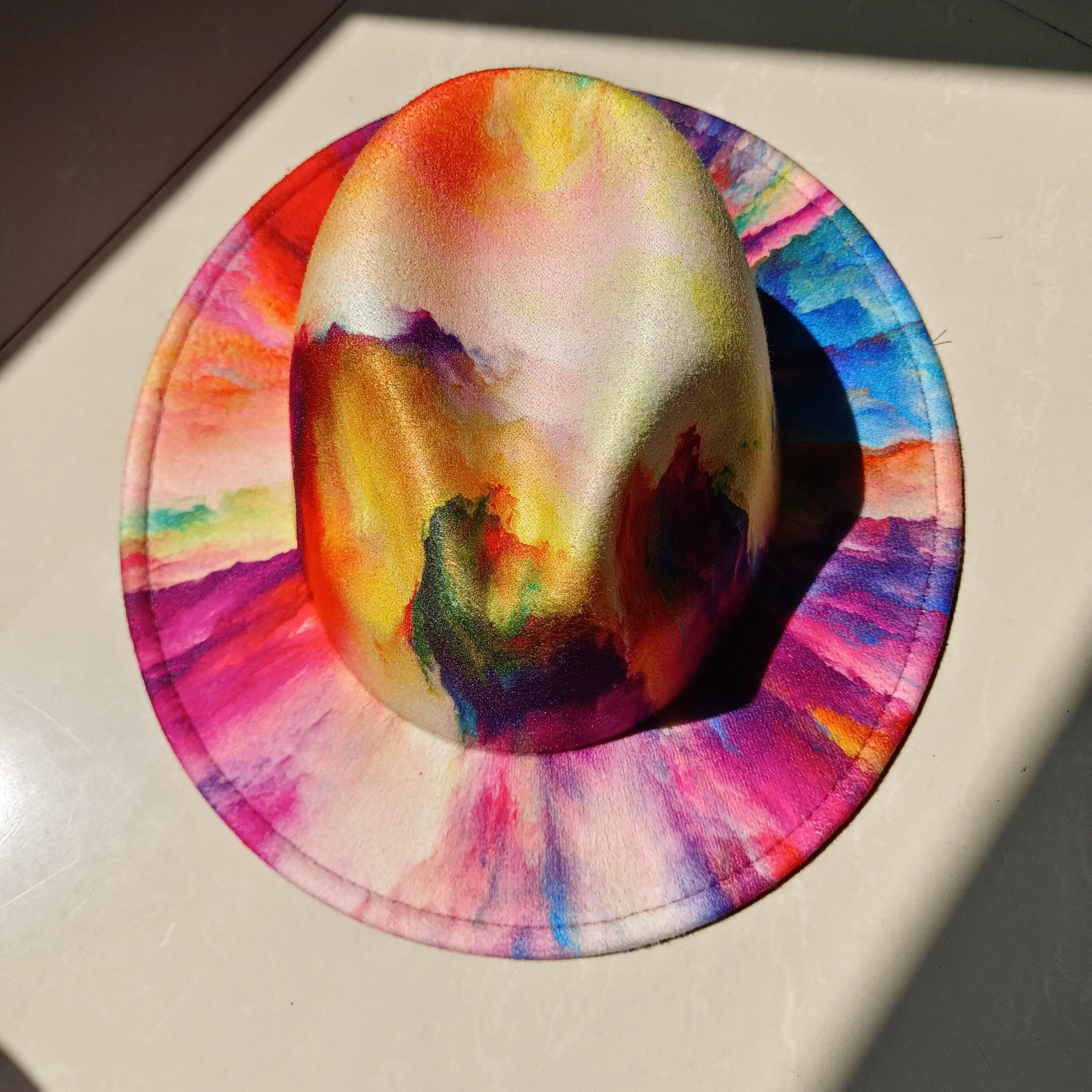 Fedora Wide Brim Tie Dye and Marble Hats