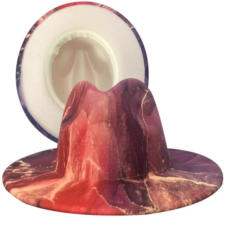 Fedora Wide Brim Tie Dye and Marble Hats