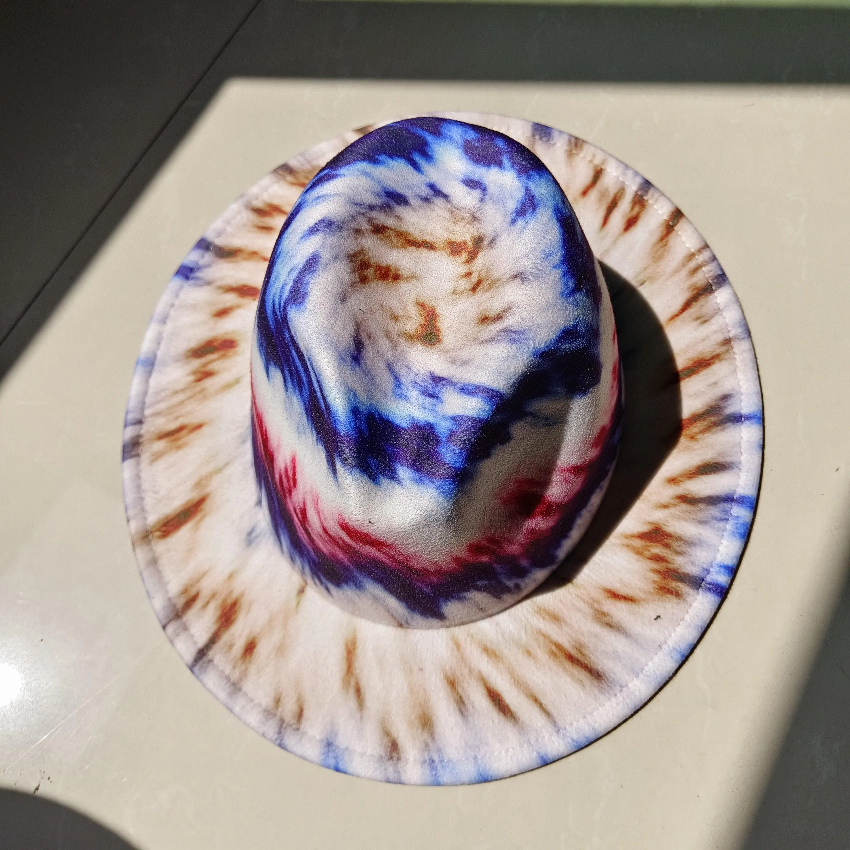 Fedora Wide Brim Tie Dye and Marble Hats