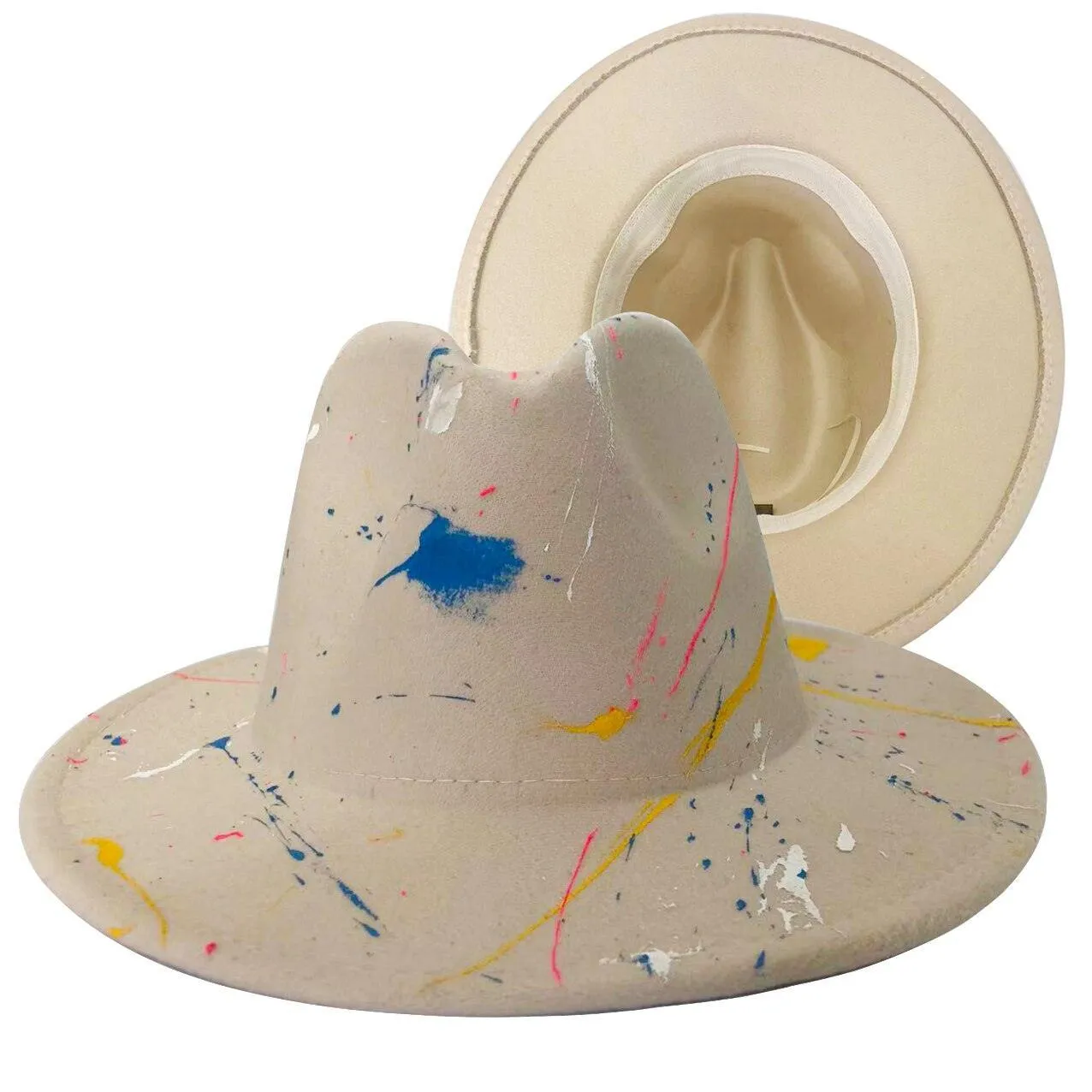 Fedora Wide Brim Tie Dye and Marble Hats