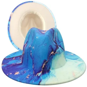 Fedora Wide Brim Tie Dye and Marble Hats