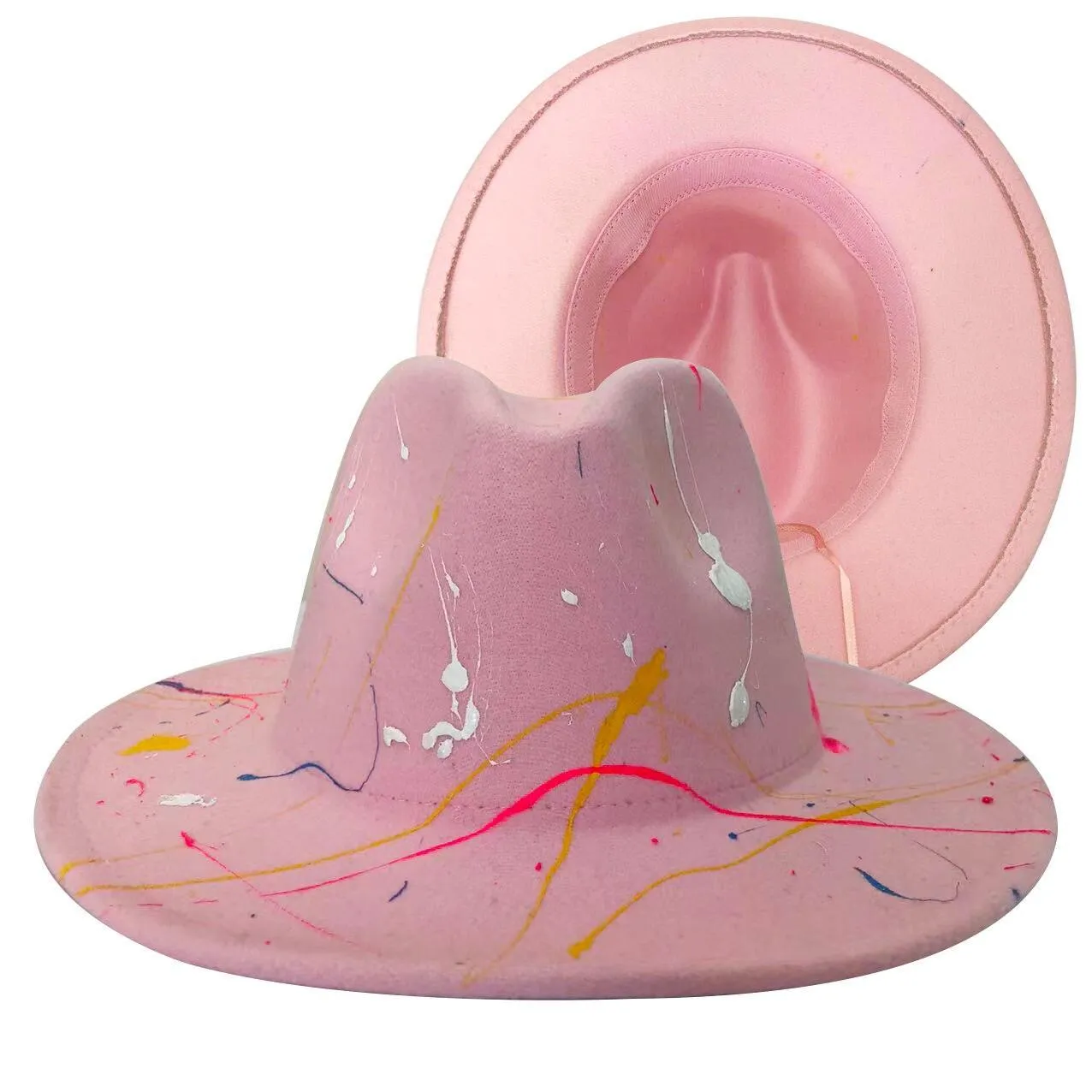 Fedora Wide Brim Tie Dye and Marble Hats