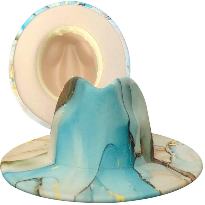 Fedora Wide Brim Tie Dye and Marble Hats