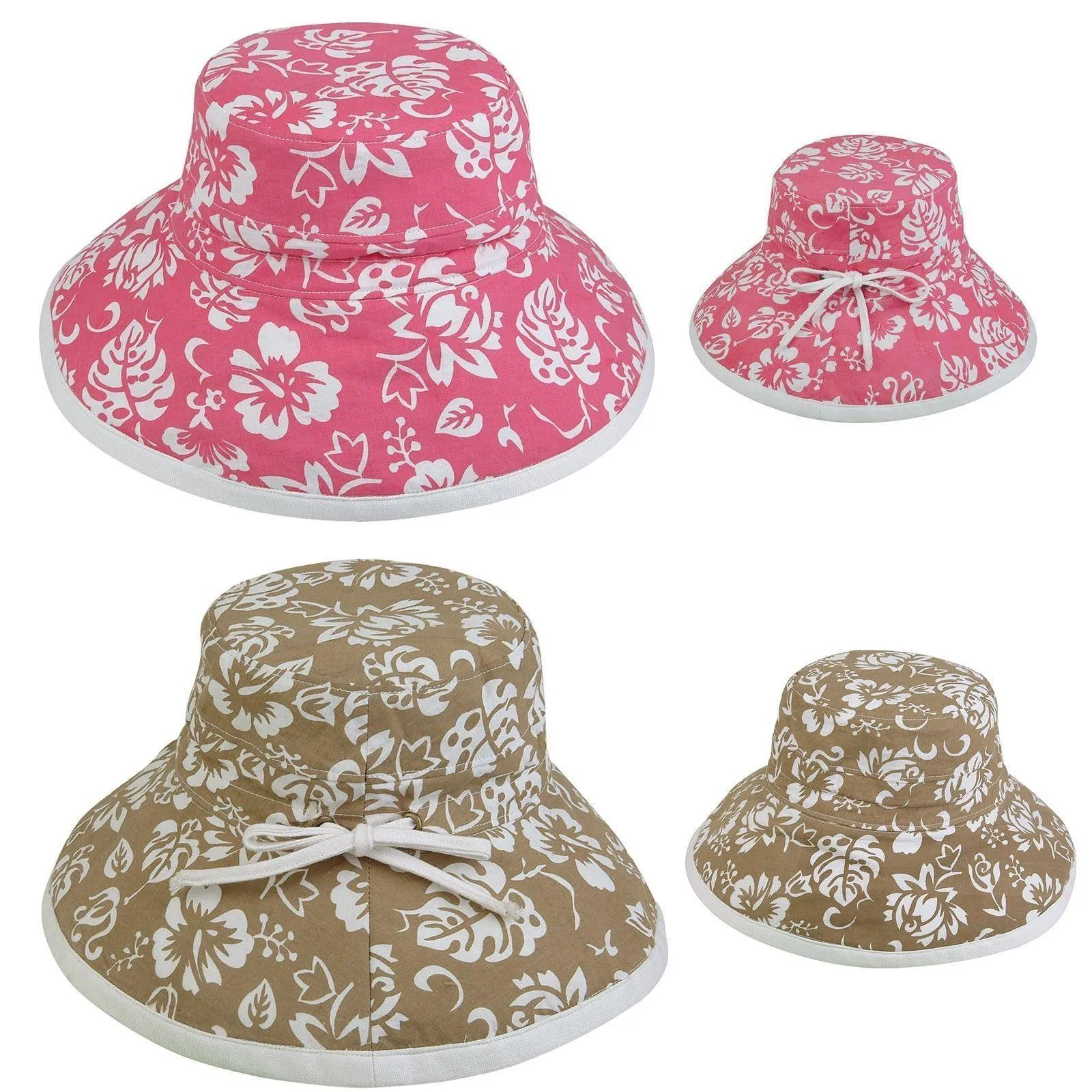 Flower Floral Bucket Hats Printed Sun Cotton Ribbon Fun Summer