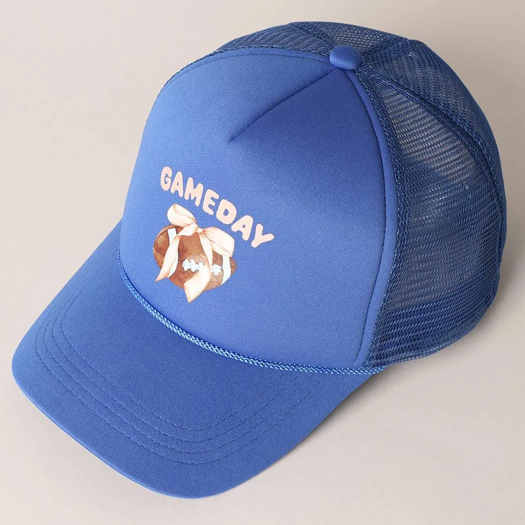 Gameday Bow Football Mesh Back Trucker Hat